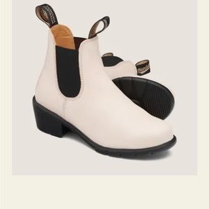 RARE pearl white heeled boots